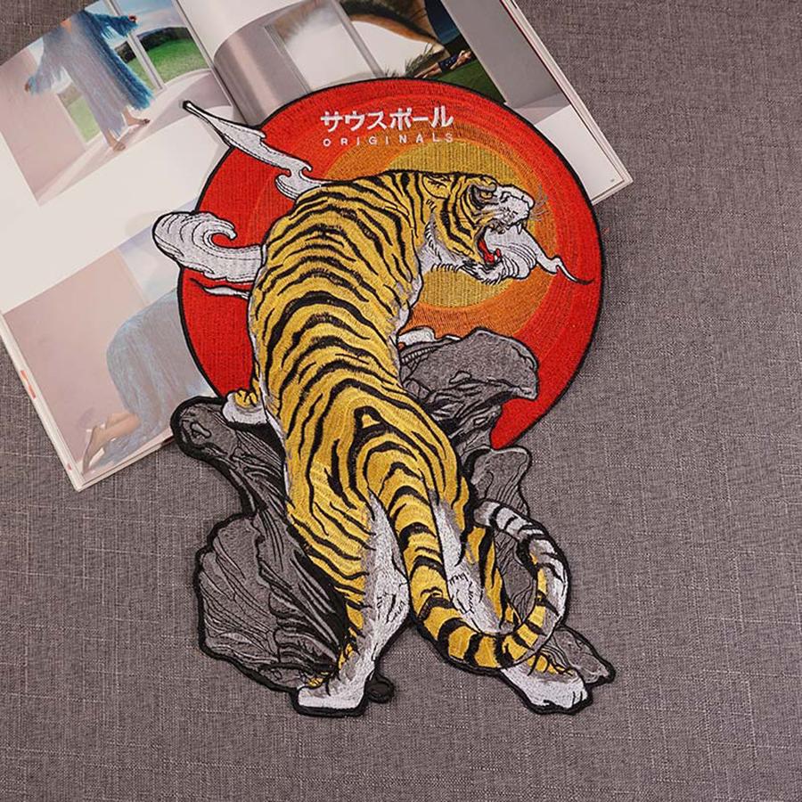 1Pc Mountain Tiger Embroidery Applique Iron On Patches For Clothes Jacket DIY Craft Sewing Accessories