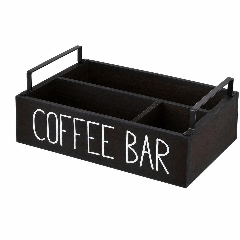 Wooden Coffee Bar Organizer Compact Pod Storage Box Multifunctional for Countertop,