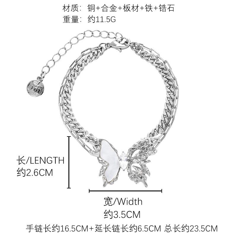 Original white butterfly zircon earrings 925 silver needle stud earrings Original cold wind earrings