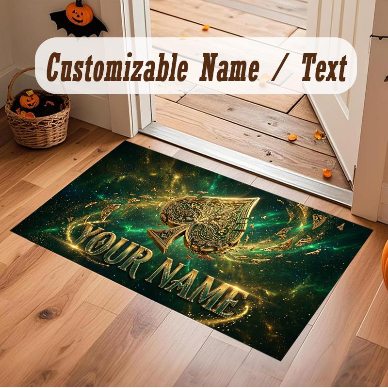 Cards Casino Theme Soft Crystal Velvet Rug Custom Name & Text Print Non Slip Floor Rug for Bedroom Living Room