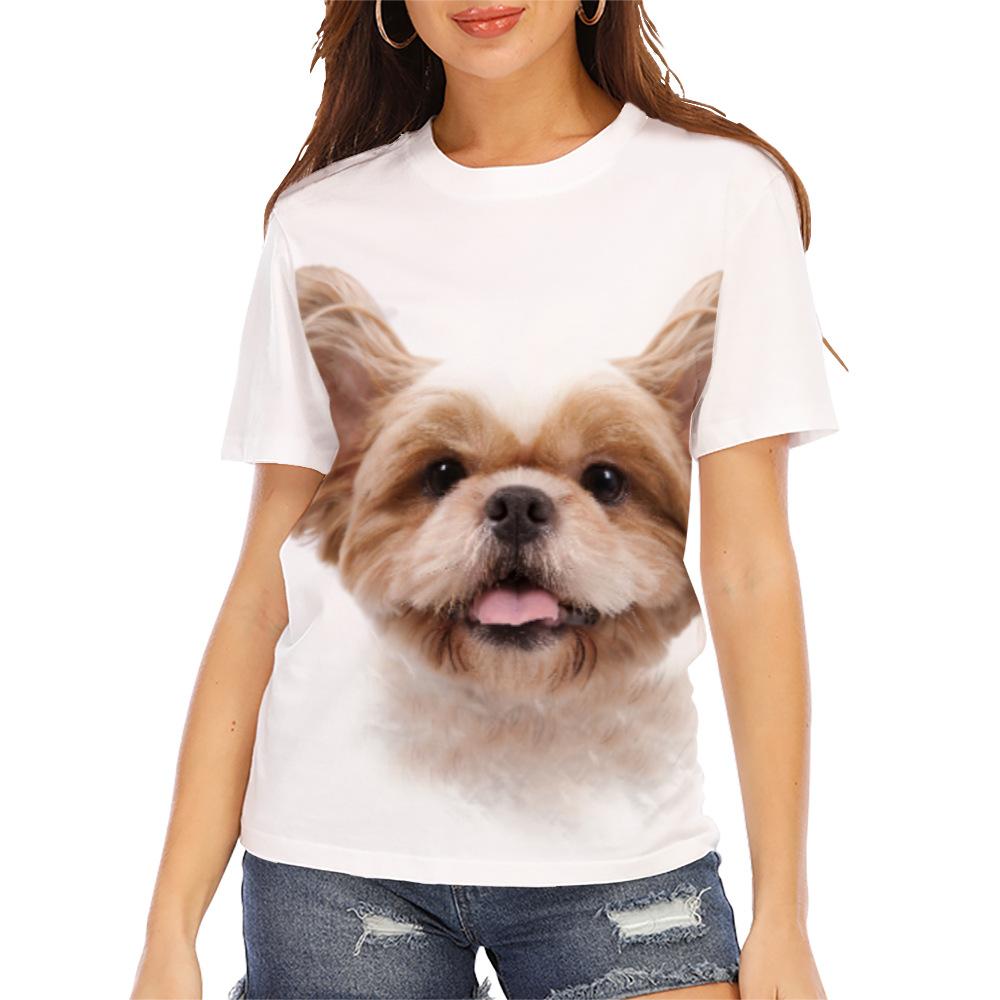 Letní dámské tričko s kulatým výstřihem a 3D potiskem zvířat, módní ležérní s krátkým rukávem