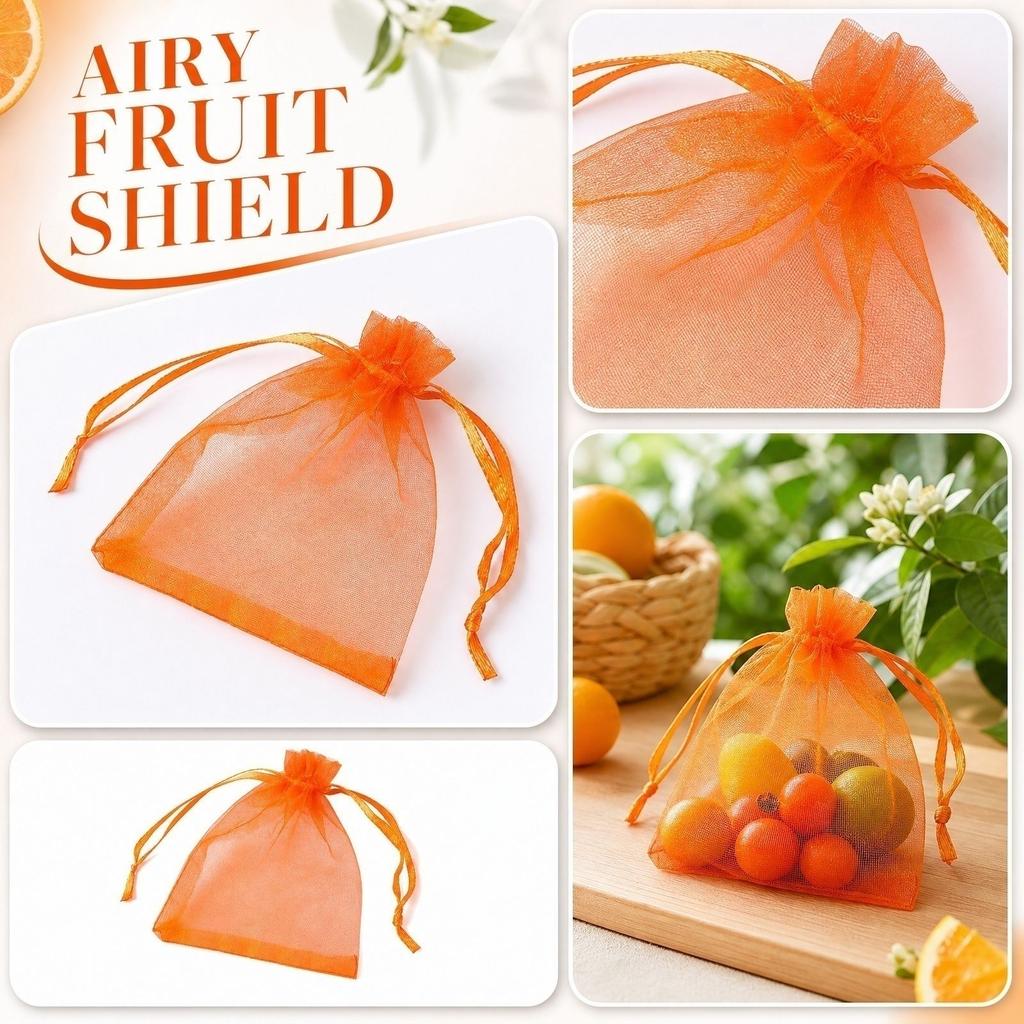Organza Drawstring Mesh Bags for Fruit Protection Reusable Fine Mesh Net Bags with Drawstring Closure Suitable for Insect Prevention and Storage