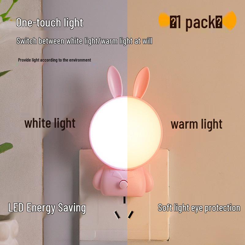 

Adjustable Baby Rabbit LED Night Light: Eye-Protecting Bedside Lamp for Breastfeeding and Infant Sleep. [One-Touch On] Cute Baby Cozy Guardian