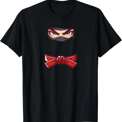 Ninja Halloween Ninja Eyes And Red Belt T-Shirt