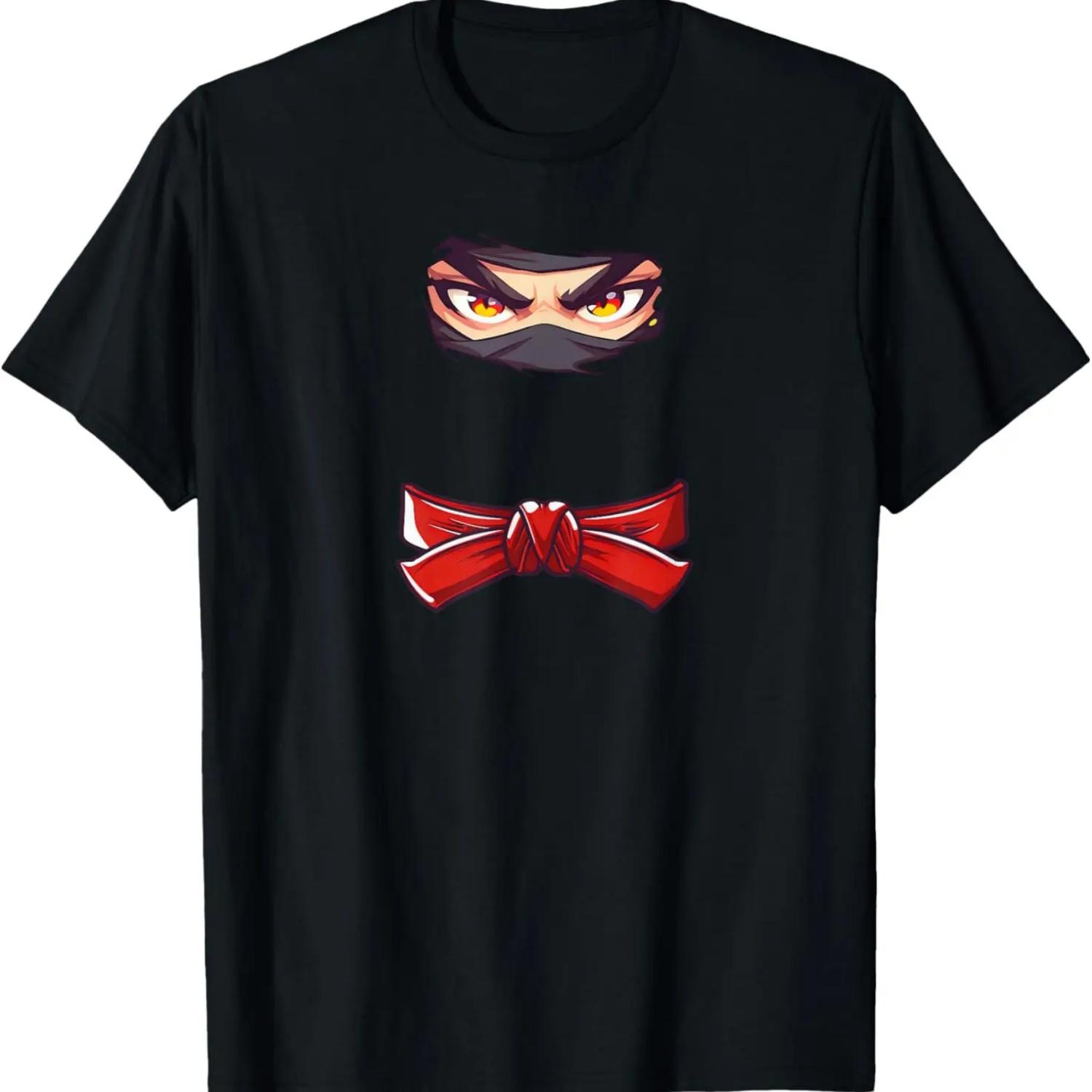 Ninja Halloween Ninja Eyes And Red Belt T-Shirt S чёрный