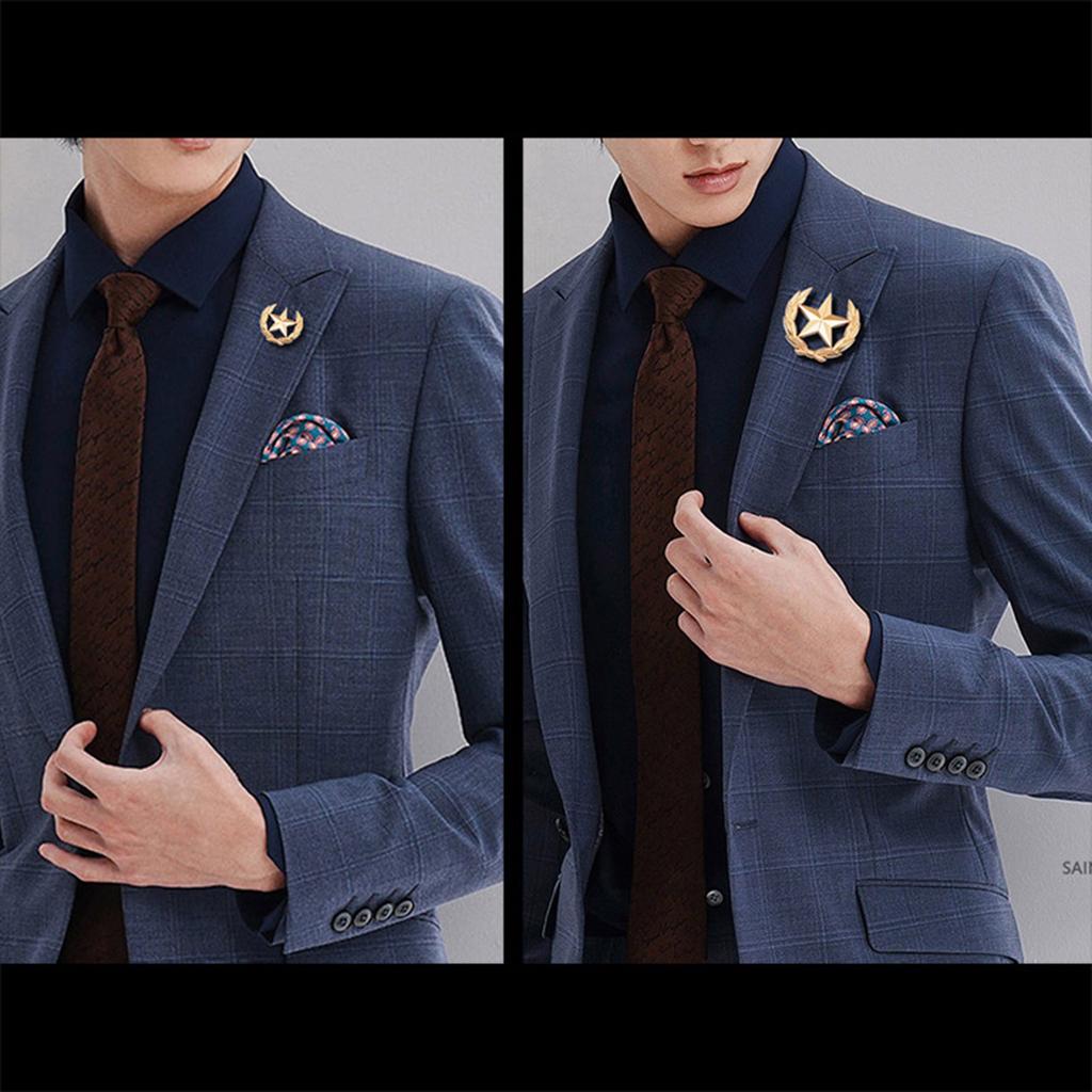 Stylish Wheat And Star Emblem Brooch Alloy Vintage Pin Wheat Star Brooch Pin For Clothing Accessories Lapel Decor