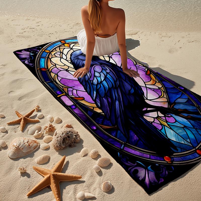 Eerie Raven Skull Artwork Beach Towel, Super Soft Microfiber, Gift for Her/Him, Birthday, for Pool, Beach, Travel, Home Decor Fan gifts