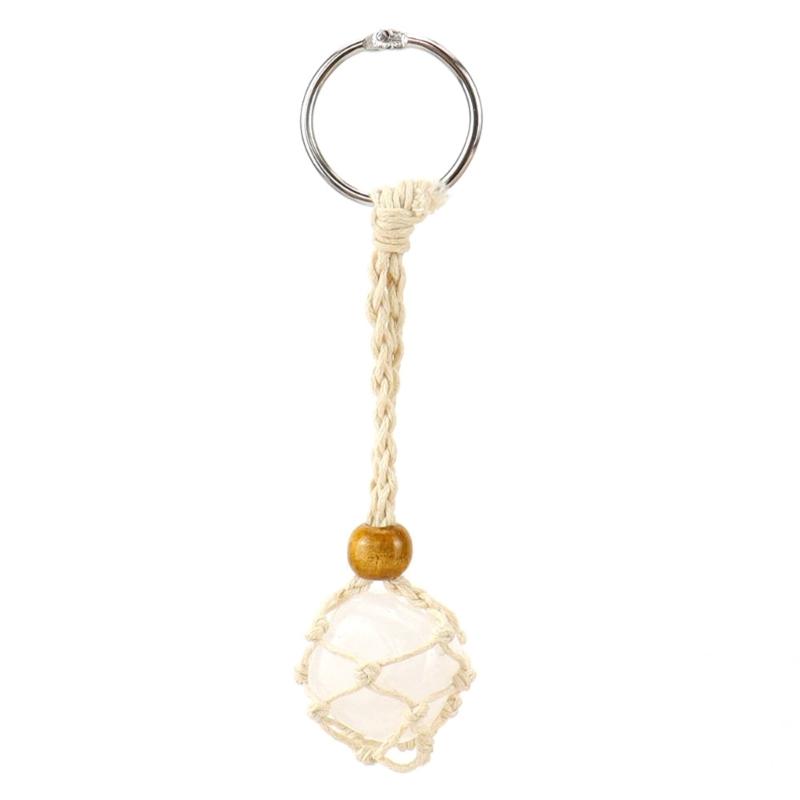 DIY Keychain Unfinished String Lanyard Keychain Crystal Stone Holder Cage Keyring Unique Jewelry Making Craft
