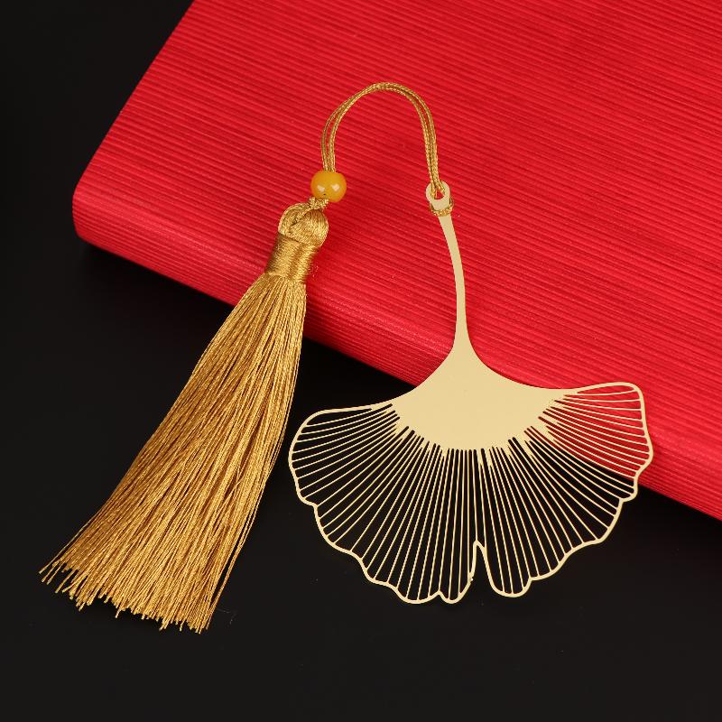 Chinese Style Stationery Retro Metal Bookmarks Hollow Ginkgo Biloba Maple Leaf Lotus Vein Book Marks Gifts