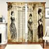 2 Pieces of Retro Newspaper Printed Curtains, Pole Bag Curtains 30*65, Bedroom and Living Room, Home Decoration, Room Decoration