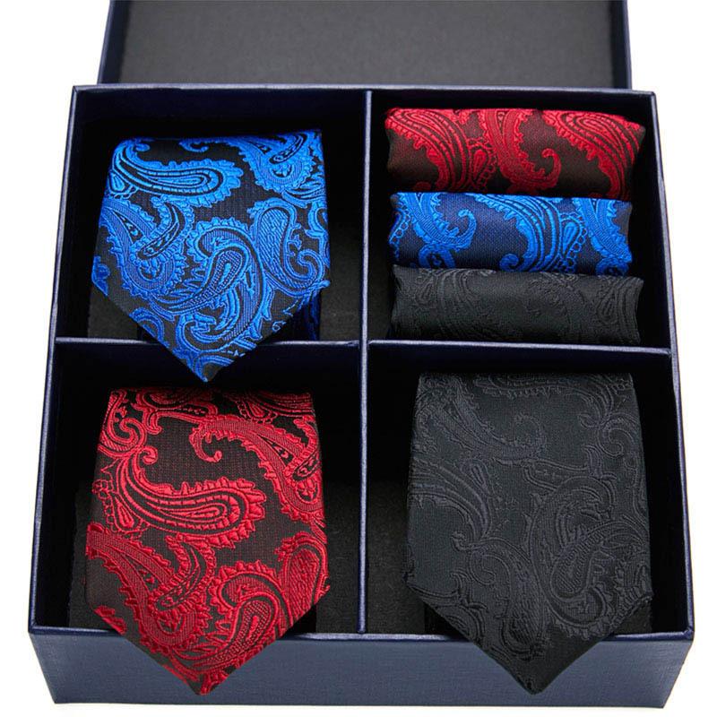 Men'S Formal Tie Bow Tie Pocket Towel 7-Piece Suit High-End Suit Small Square Scarf Retro Pattern Groom Wedding