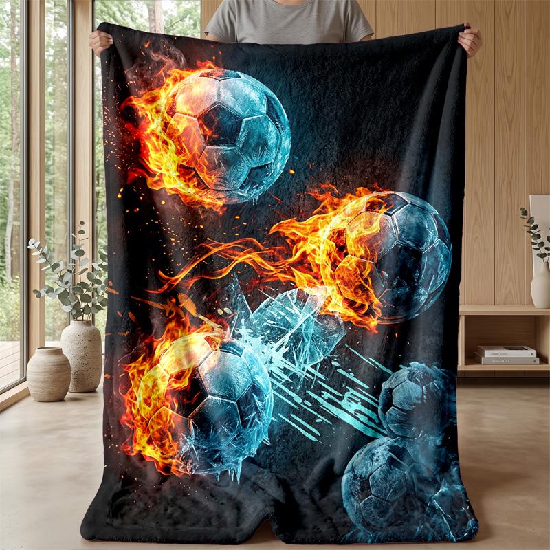 Soccer Fire Impact Theme blanket Lightweight Warm Flannel Blanket Decorative Throw Blanket for Home Decoration