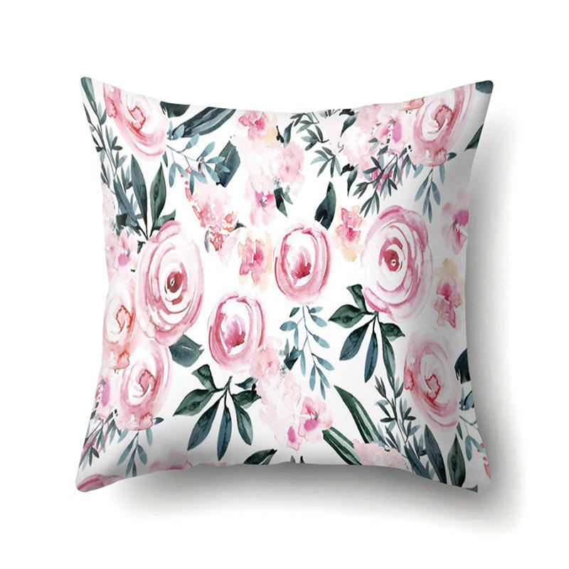 Polyester Pillowcase Plant Decoration Home Printed Pillow Car Waist Cushion Sofa Bed Head Cushion Cover