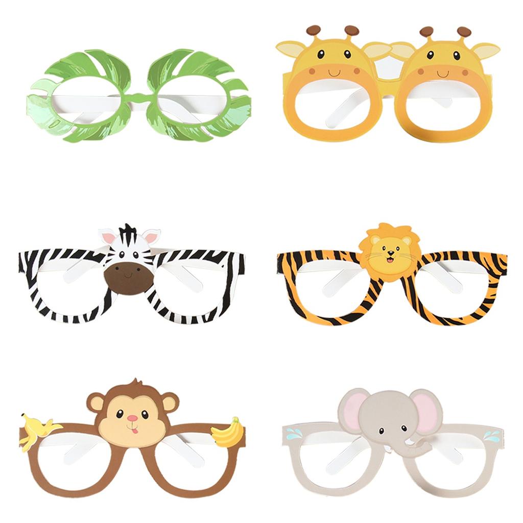 Jungle Paper Glasses Birthday Party Decorations Kids Dinosaur Funny Masks Safari Theme Animal Party Supplies Photo Baby Shower