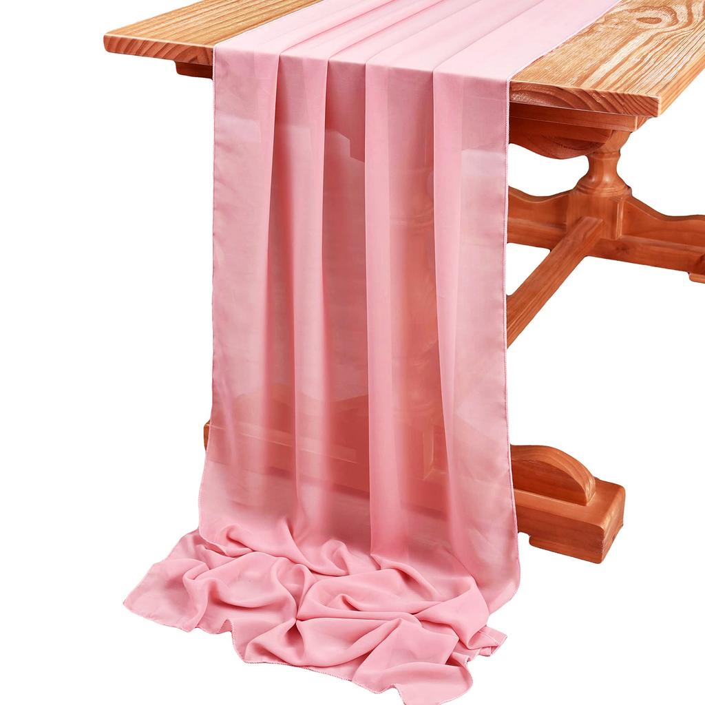 Sage Green Chiffon Wedding Table Runner Table Setting Gauze Sheer Vintage Dining Birthday Party Cake Table Decor Marriage