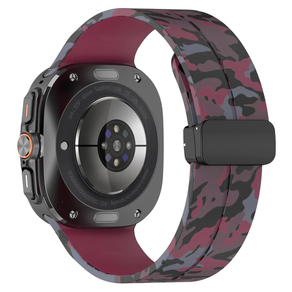 Pulseira de camuflagem para Samsung Galaxy Watch Ultra 47mm Pulseira magnética de silicone para Galaxy Watch 7 Ultra Pulseira de substituição