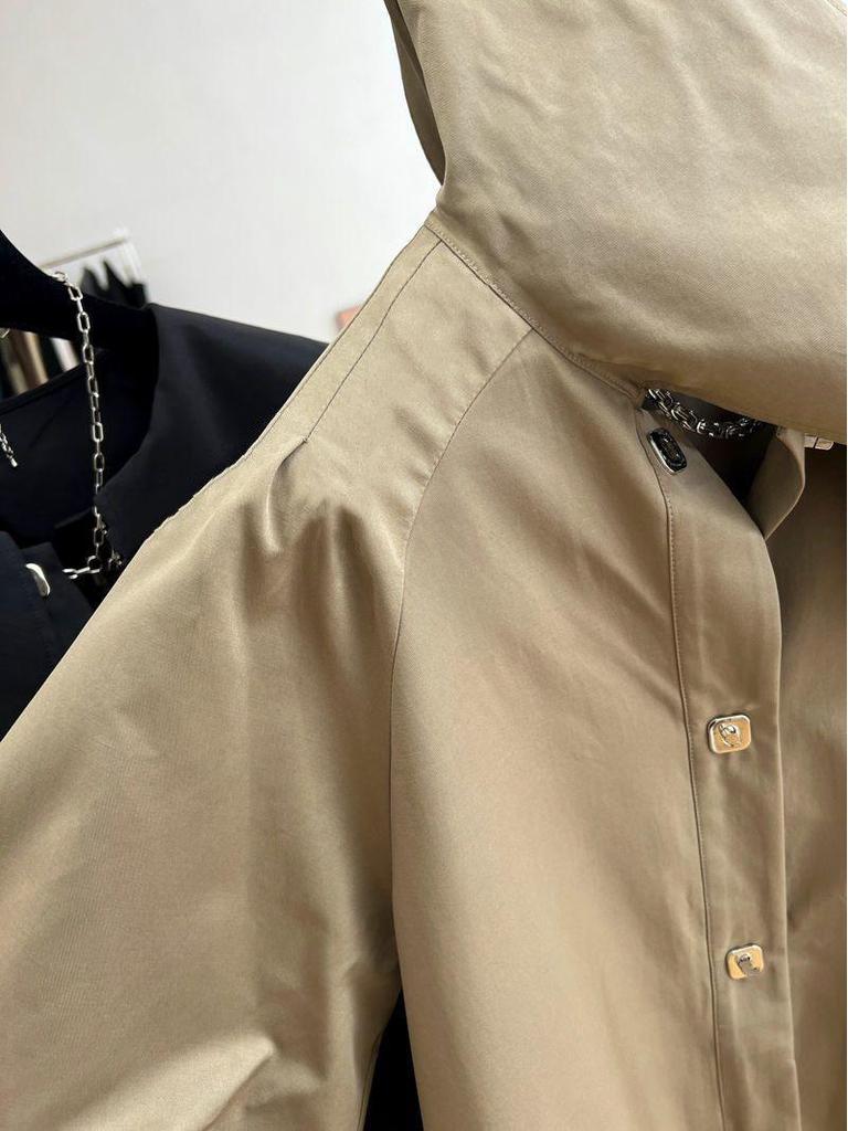 European Mid-Length Doll Collar Windbreaker for Women: Chic Spring/Autumn Coat