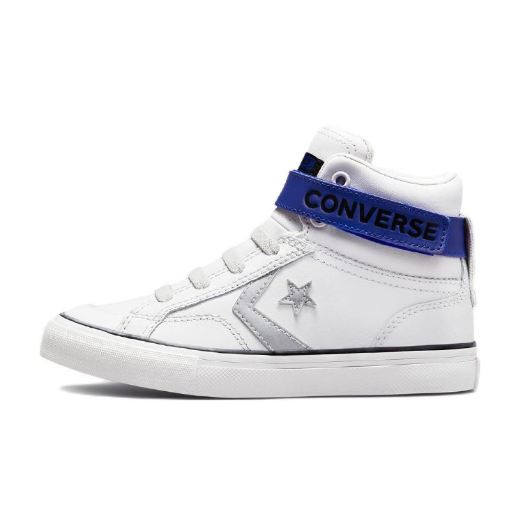 Converse Pro Blaze Strap Casual Durable High-Top Skate Shoes Kids Sneakers Silver Gray 672123C