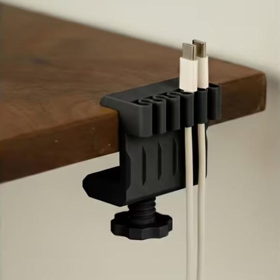 3D Printed Desk Clamp Cable Organizer Cord Holder with Multiple Slots Sturdy Wire