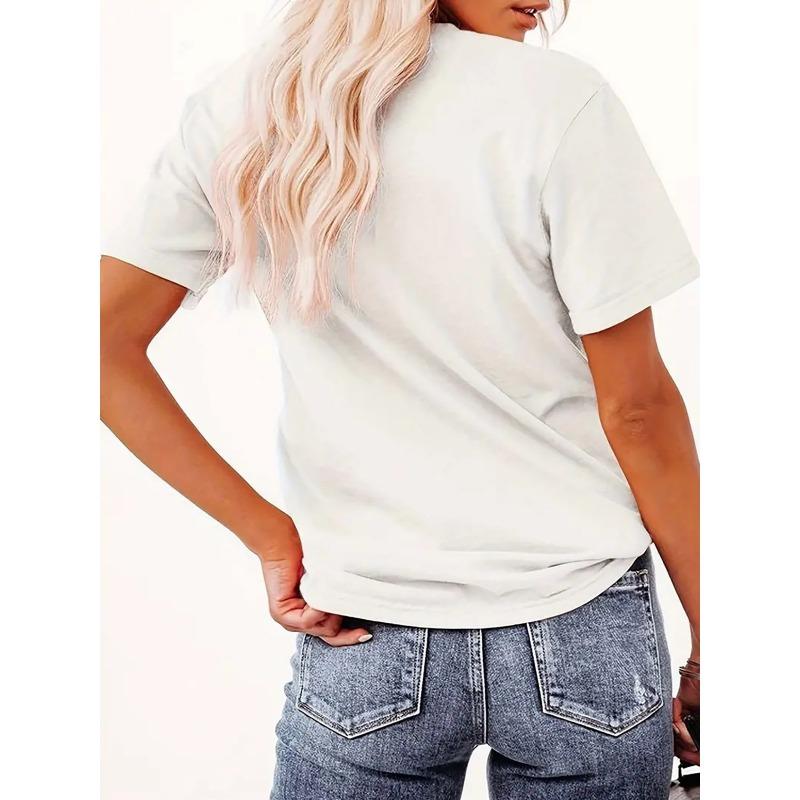 European Size Fashion Women's Short-Sleeve T-Shirt - Adorable Cartoon Smile Print, Lively and Fun. Easy-to-match Comfortable Casual Round-neck Top