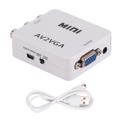 Adaptateur Mini AV Composite vers VGA 480P Convertisseur Audio Vidéo pour Décodeur TV (blanc)