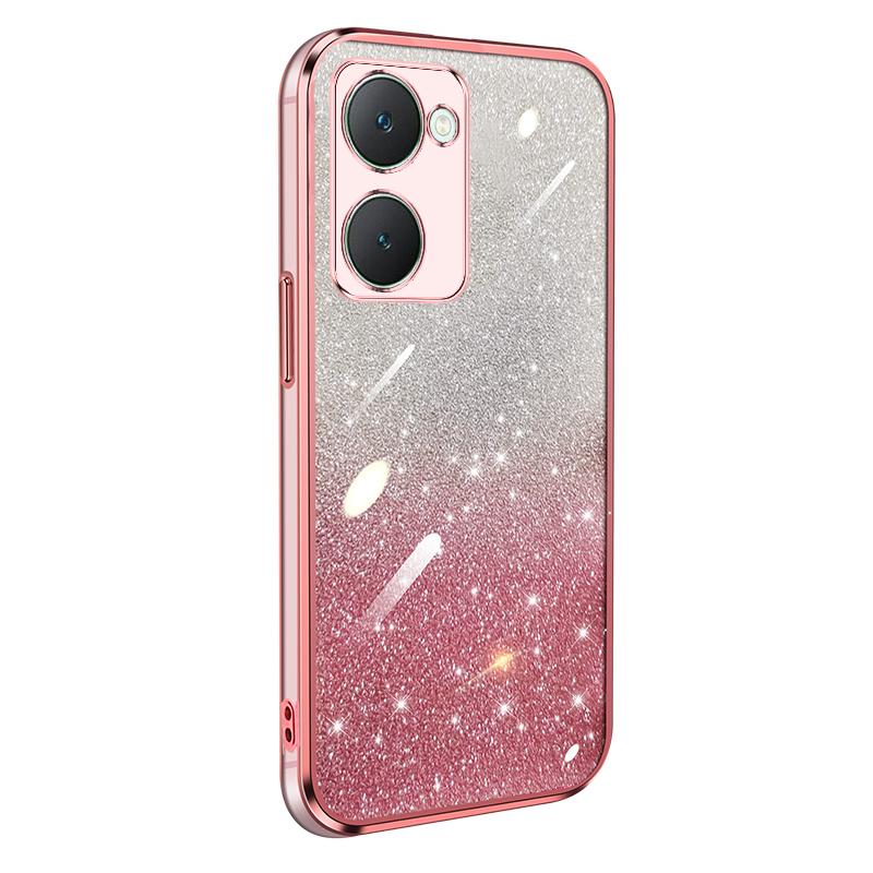 KEYSION Luxury Plating Glitter Phone Case for VIVO Y03 Y03t Transparent Soft TPU Shockproof Cover for VIVO Y18 Y18s Y28s 5G