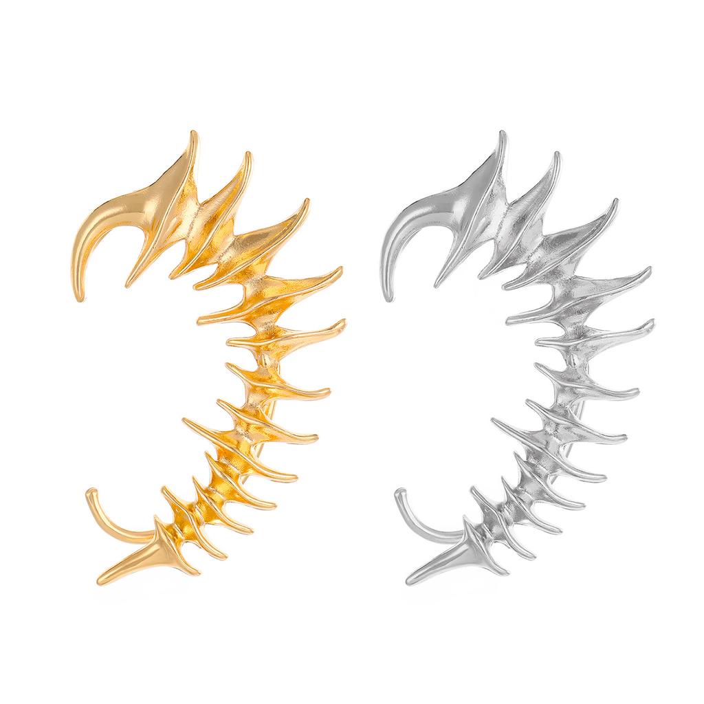 Edgy Silver/Gold Color Skeleton Earrings Fashionable Ear Clips Halloween Ear Cuff Accessory for Fashion Enthusiasts