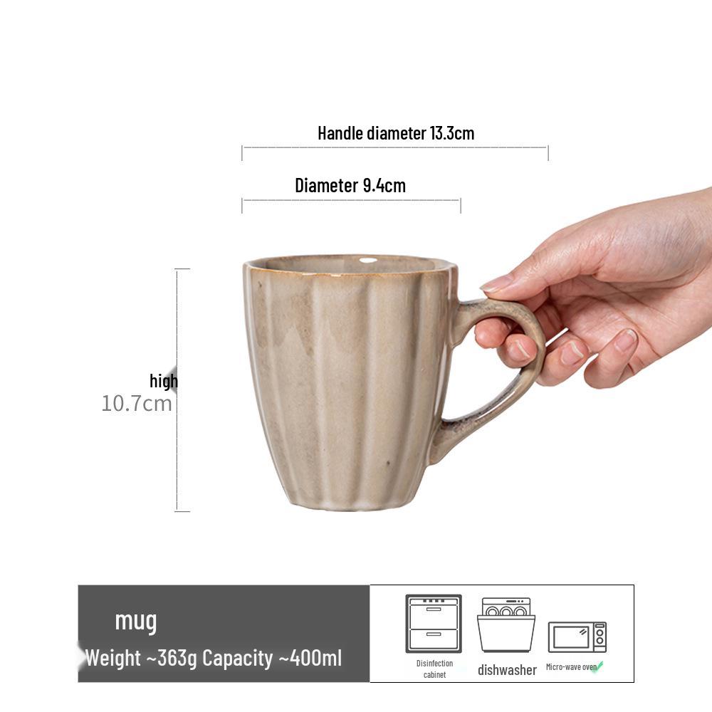 Retro Embossed Ceramic Mug – Office & Home Coffee, Tea, or Water Cup