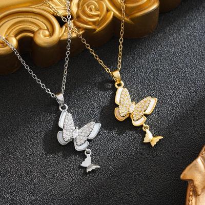 Damen Titanstahl Schmetterling Halskette mit mikroeingefasstem Zirkonia - Modisches und vielseitiges Schmuckaccessoire