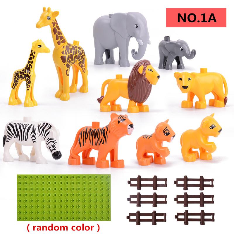Large Particle Building Blocks Animal Scene Series Zoo World Tigier Lion Giraffe Whale Deer Bricks Toys  For Kids Christmas Gift