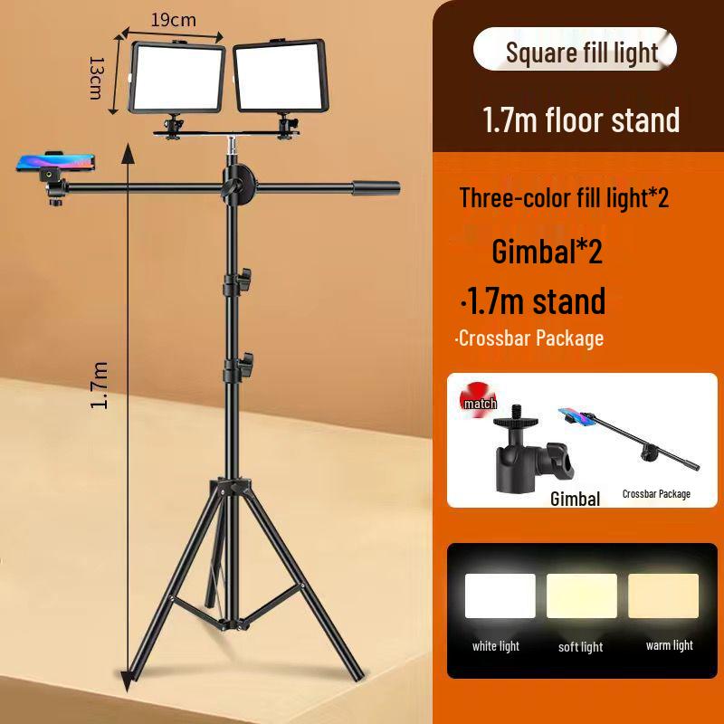Dual Light No-Shadow Phone Stand: Live Stream Selfie Fill Light for Desktop & Professional Food Photography.