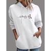 Women's Autumn Winter Loose Casual Butterfly Letter Pattern Printed Hoodie Long Sleeve with Pocket Women Daily Trendy Sweatshirt
