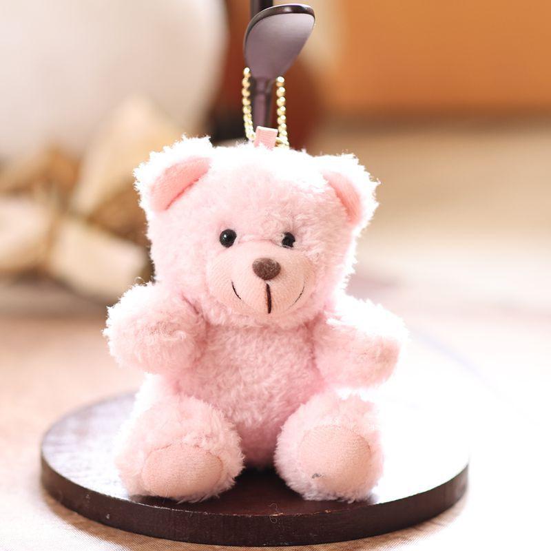 Breloc Drăguț de Pluș Urs cu Blană Moale Scurtă pentru Decorarea Genții și Cadou