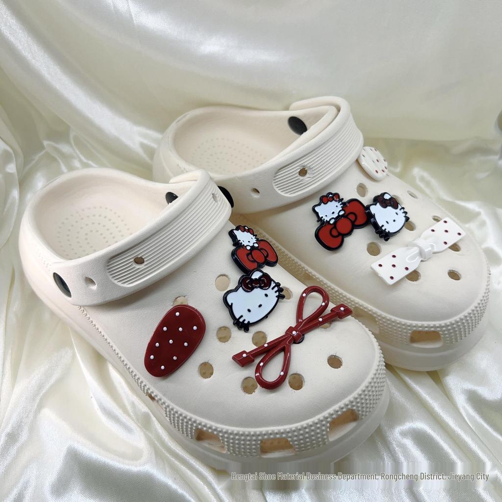 Red Polka Dot Bow Kitty Shoe Accessories