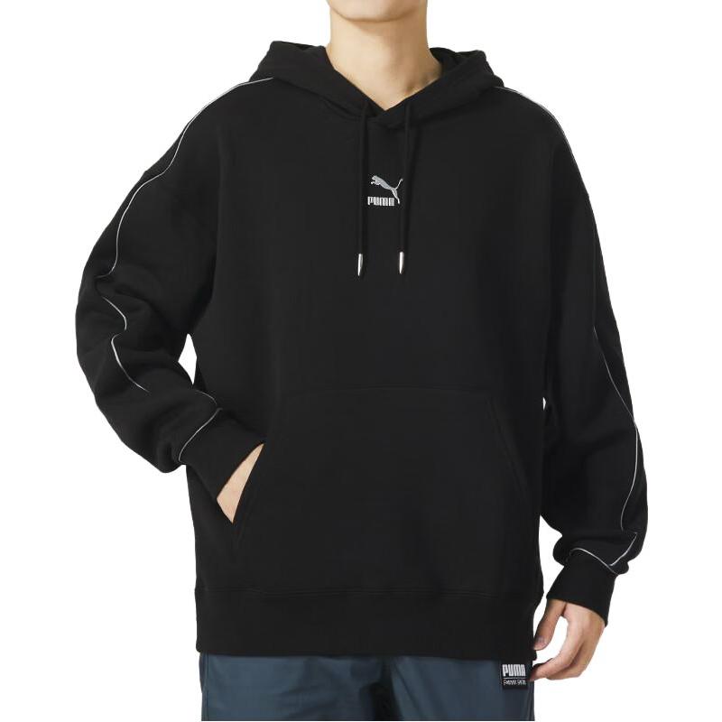 Puma Letter Logo Printed Loose Hoodie Men Hoodies Black 625077-01
