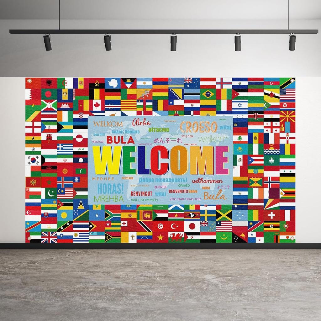 World Flag Banner International World Flags Banner Country Flags Banner Backdrop Decoration with Brass Grommets Party Supplies Sports Events Bar
