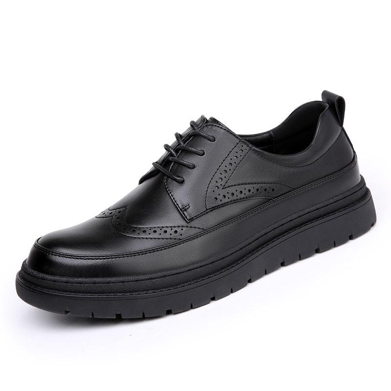 Herrenschuhe Frühling neu Leder Brock geschnitzt Kleid trendy Herren Plateau Business Casual Lederschuhe Herren