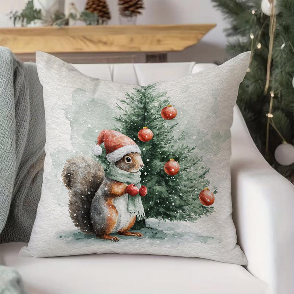 Merry Christmas Green PillowcaseSuitable for Sofa, Car, Bedroom Decorative Cushion Cover Christmas Pillow Cover