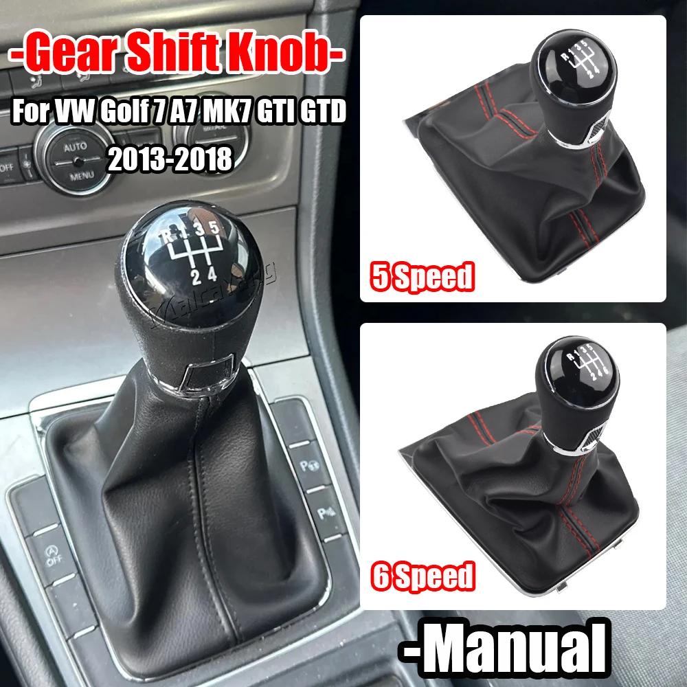 5/6 Speed Manual Stick Gear Shift Knob For VW Golf 7 A7 MK7 GTI GTD 2013 2014 2015 2016 2017 2018 With Black Boot Cover