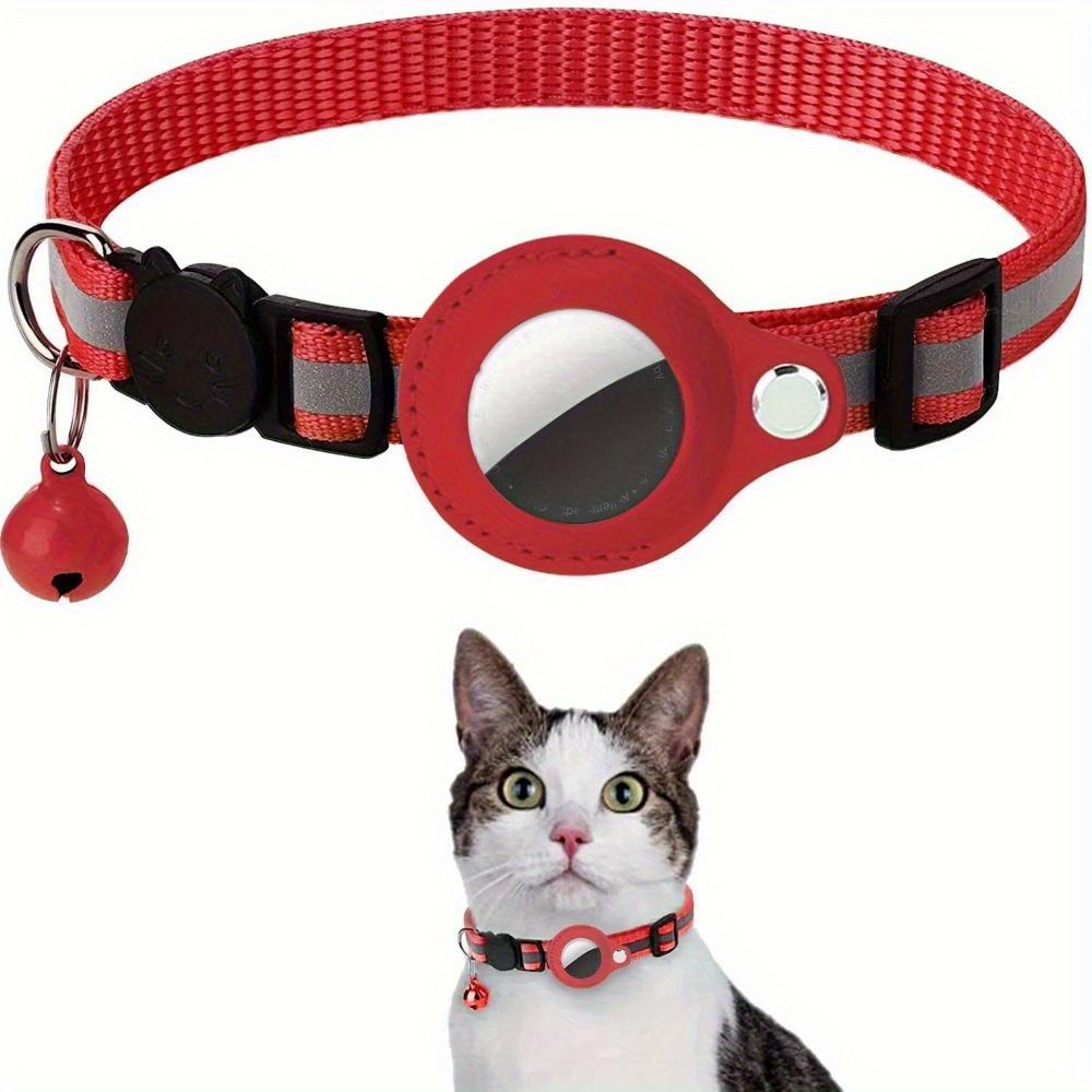Cat AirTag Holder Halsbånd Breakaway Refleksstrimler Justerbar kattungehalsbånd Vanntett Cat Bell Collar Pet Air Tag Case
