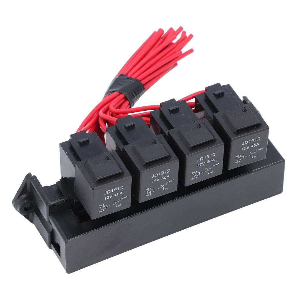 15 Slots Blade Fuse Relay Box Kit Waterproof 4 Pin Relay Block Fuse Set for Bus Boat 12V 40A