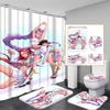 Snowman Print Toilet Bathroom Mat And Shower Curtain Four-Piece Set