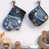 2Ps 10.6*6.7 Inch Heat Resistant Oven Mitts Potholders Blue And White Art Starry Sky Oven Mitts And Pot Holde
