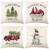 New Christmas Pillow Cover Polyester Printed Christmas Tree Snowman Home Living Room Sofa Pillow Cover