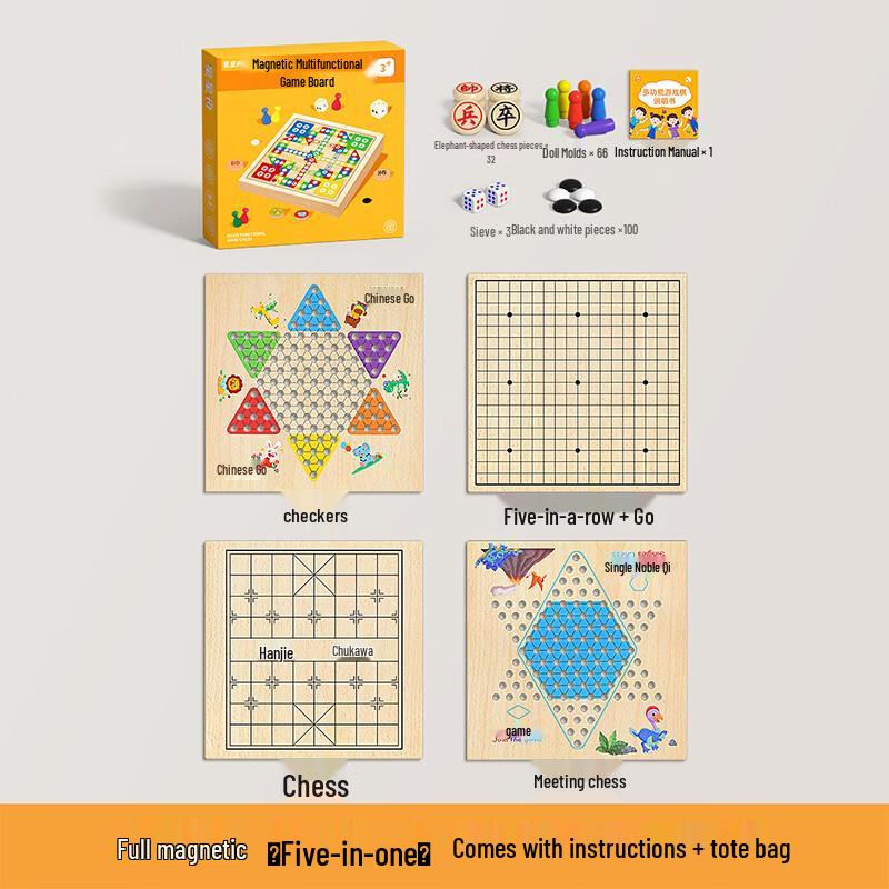 All-Magnetic Multi-Game Chess & Board Set