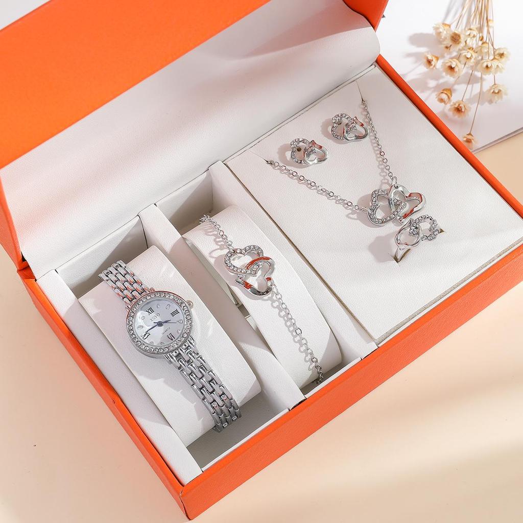 Women's Stylish Diamond-Set Quartz Watch with Versatile Steel Band