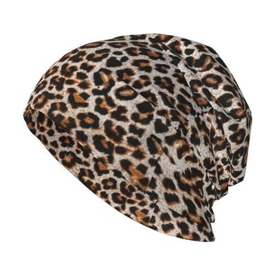 Leopard Knit Hat Autumn Winter Casual Pullover Hat Slouchy Cheetah Printed Cap Men Women Daily Wear Camping Knitted Beanie