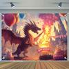 1 pièce de fond d'anniversaire dragon fantastique crachant du feu, adaptée pour les anniversaires, les cérémonies de remise de diplômes, Noël