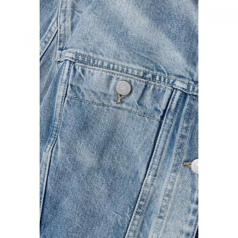 Emporio Armani Women White Leather Patch Trucker Denim Jacket A526110509