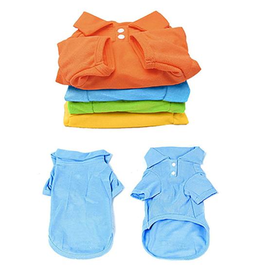 Puppy Dog Cat Summer Solid Color Buttoned Shirt Pet Clothes Costume T-Shirt